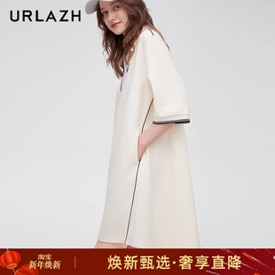 百搭宽松T恤短袖 气质简约白色休闲时尚 连衣裙 新款 URLAZH有兰春季