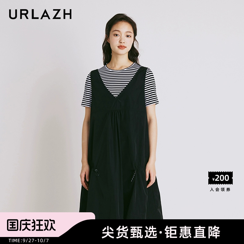 urlazh/有兰黑色休闲连衣裙