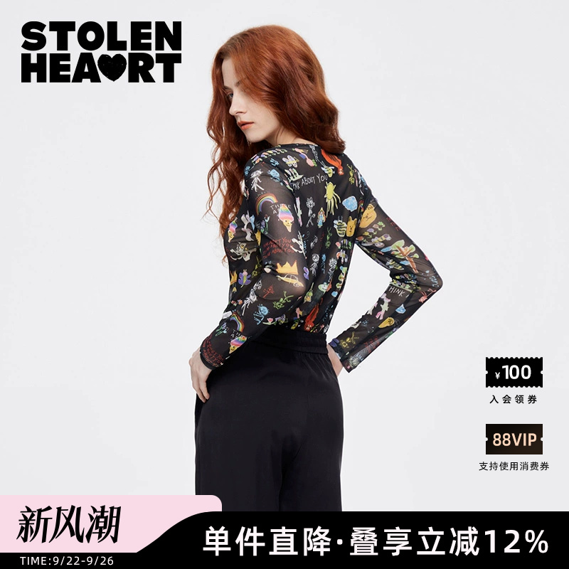 STOLENHEART复古透视打底衫