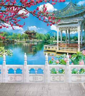 热销影楼无缝布主题背景布画意喷绘古装防水PP纸超真背景CM-0975