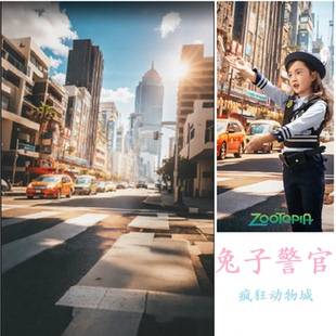 ZOOTOPIA疯狂动物城主题背景布拍照街道装饰布兔子警官儿童背景纸