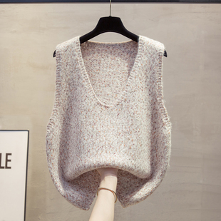 花纱v领针织马甲背心女2025秋冬新款宽松外穿马夹叠穿毛衣坎肩潮