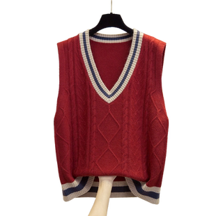 v领麻花针织马甲背心女2025秋冬新款宽松上衣外穿马夹毛衣坎肩潮
