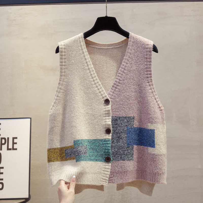 花纱v领开衫针织马甲背心女2025秋冬新款宽松外穿马夹毛衣坎肩潮,女装/女士精品,马夹,淘宝优惠券,粉丝福利购,淘宝优惠卷