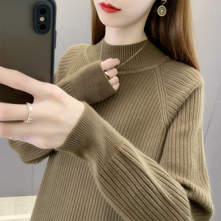 内搭洋气上衣 套头外穿针织衫 半高领毛衣女坑条打底衫 2025秋冬新款