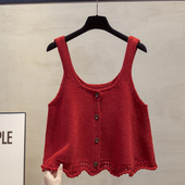 花边开衫 外穿马夹叠穿毛衣坎肩潮 针织吊带马甲背心女2025秋冬新款