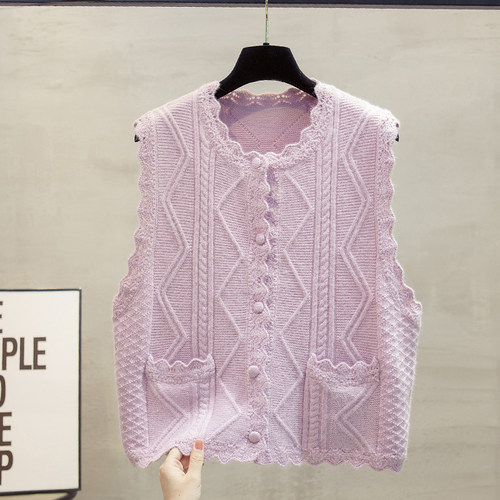 圆领针织开衫马甲背心女毛衣坎肩