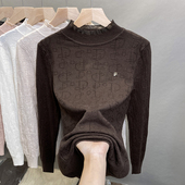 洋气内搭上衣 套头蕾丝外穿针织衫 半高领毛衣女打底衫 2025秋冬新款