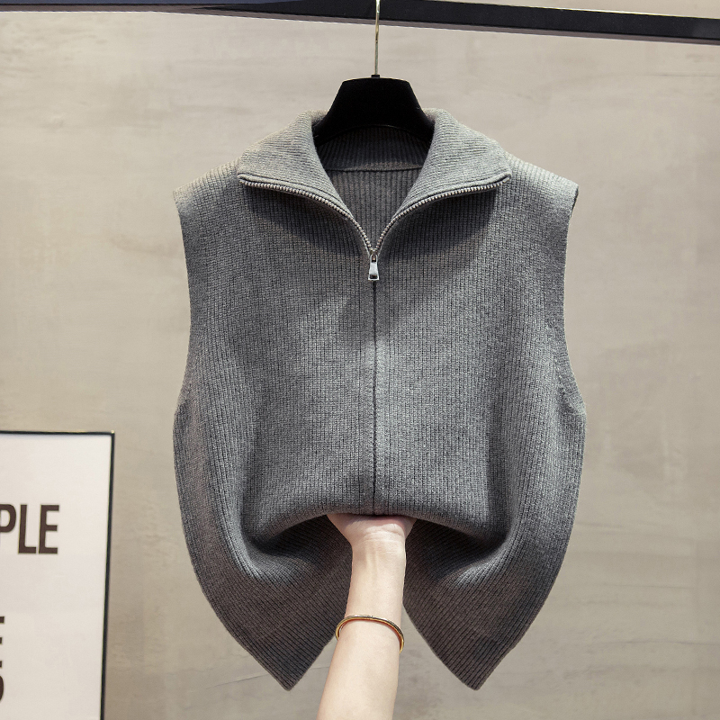 高领针织开衫马甲背心毛衣坎肩潮