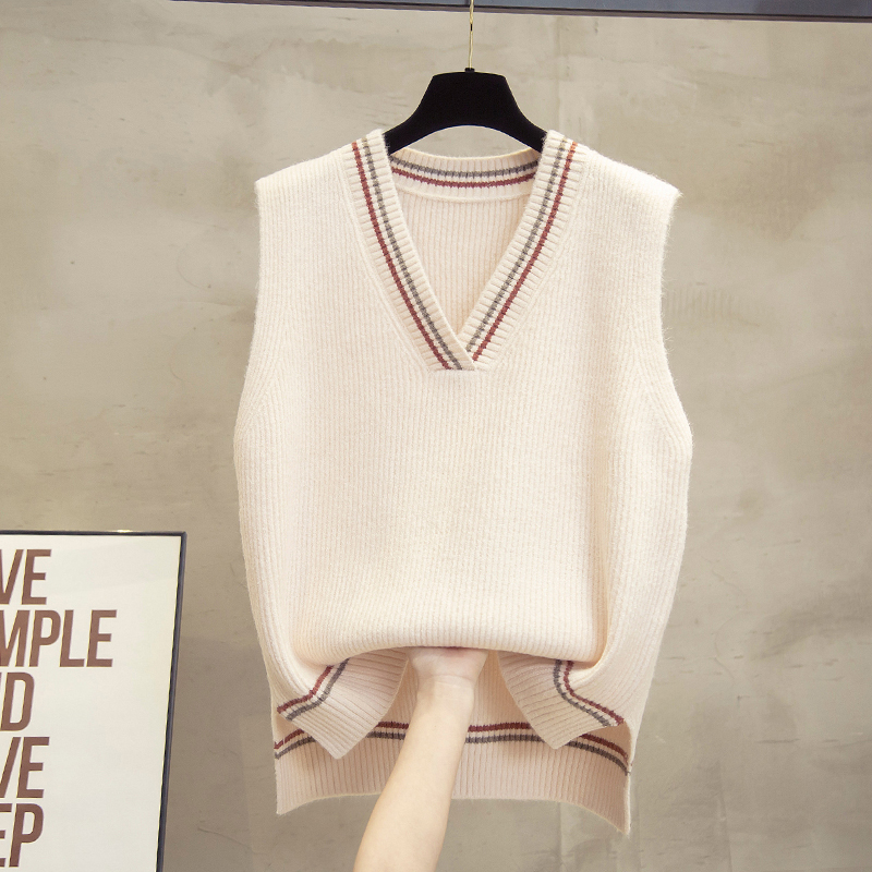 v领针织马甲背心外穿毛衣坎肩潮