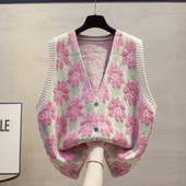 开衫 宽松外穿马夹叠穿毛衣坎肩 v领针织马甲背心女2025秋冬新款