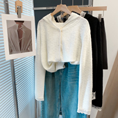 潮 宽松外穿慵懒风洋气针织衫 蕾丝连帽开衫 毛衣女上衣2026春秋新款