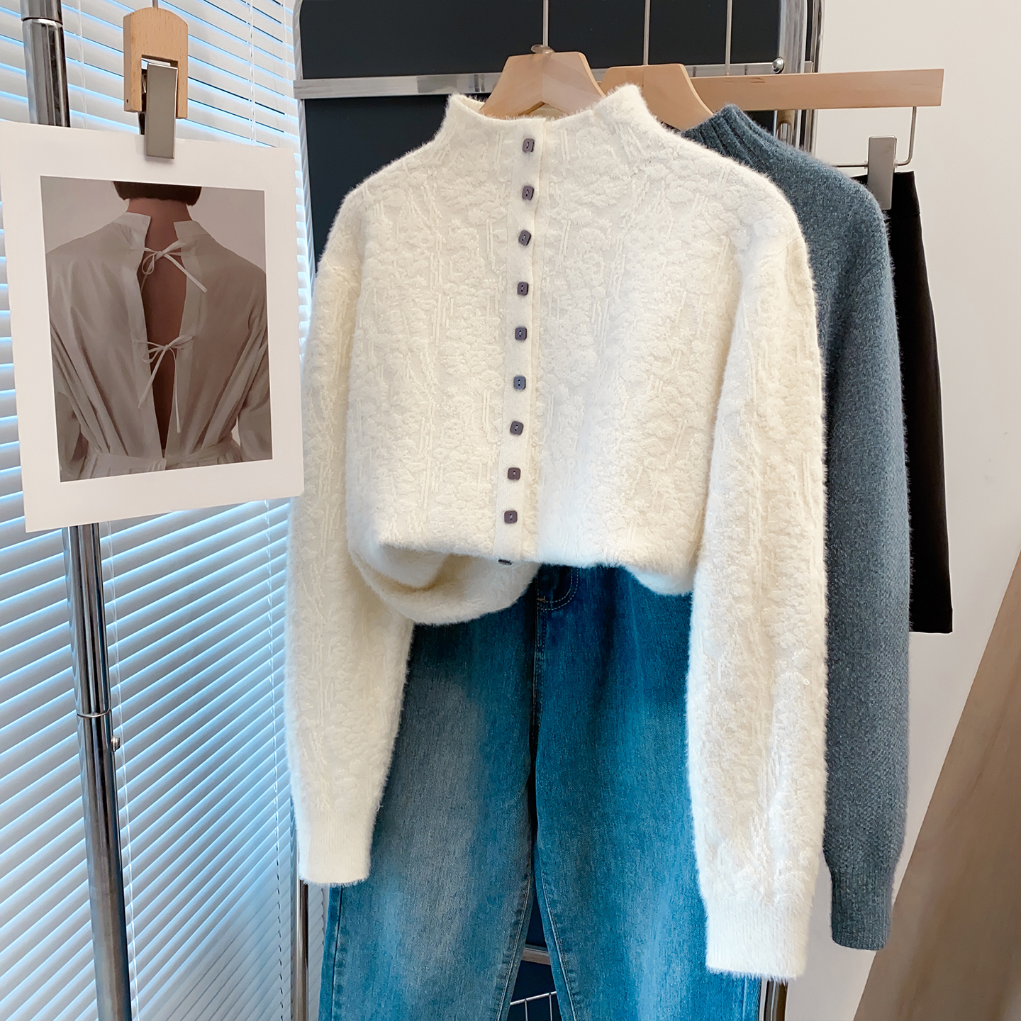 半高领毛衣女厚打底衫水貂绒上衣