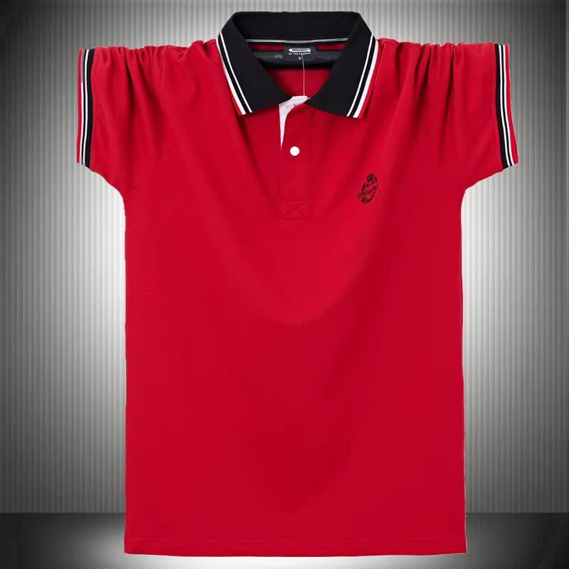 特大码夏天男士短袖T恤加肥加大码英伦风宽松时尚红胖人纯棉小衫