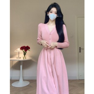 Amy 店外贸品质针织秋冬针织连衣裙女内搭打底裙收腰显瘦a字长裙