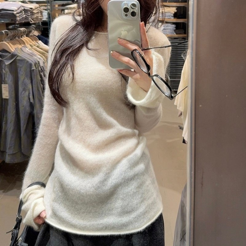 粉色温柔风长袖针织衫