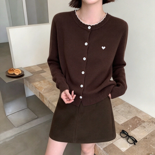 秋冬新款圆领长袖针织衫开衫毛衣外套女装外穿早秋绝美巨好看上衣