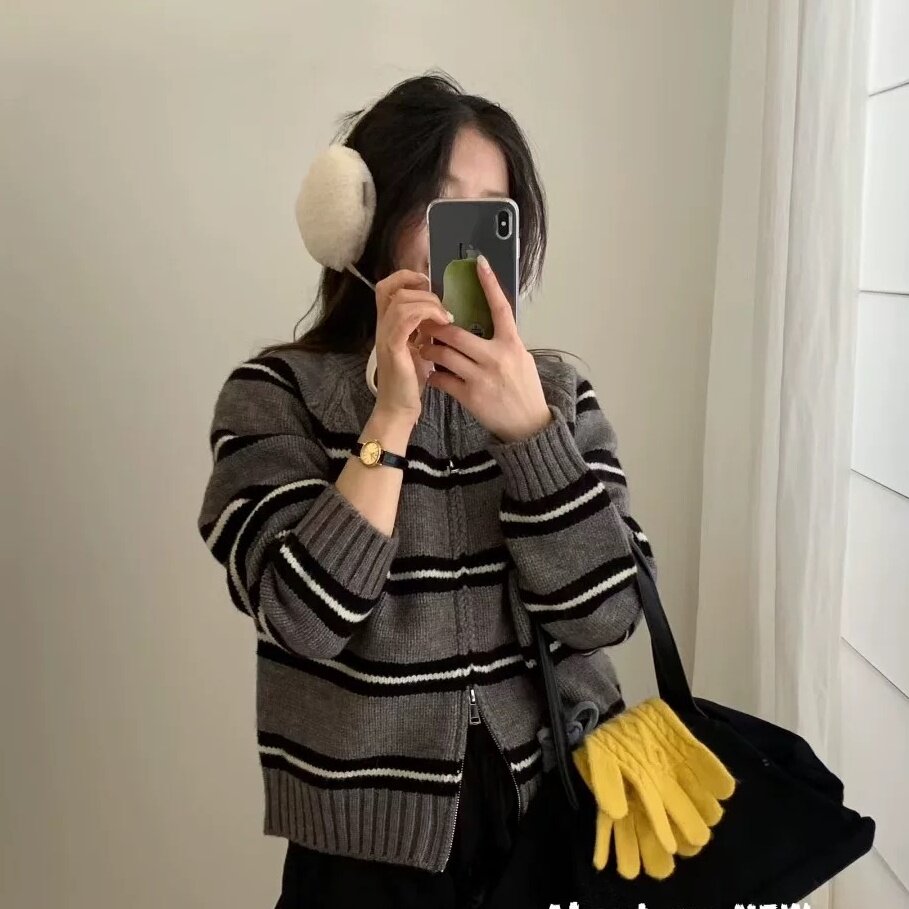 柔软拉链日常圆领单件慵懒拼接