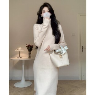 Amy 内搭毛衣裙 店外贸品质针织连衣裙配大衣长裙子宽松显瘦长款