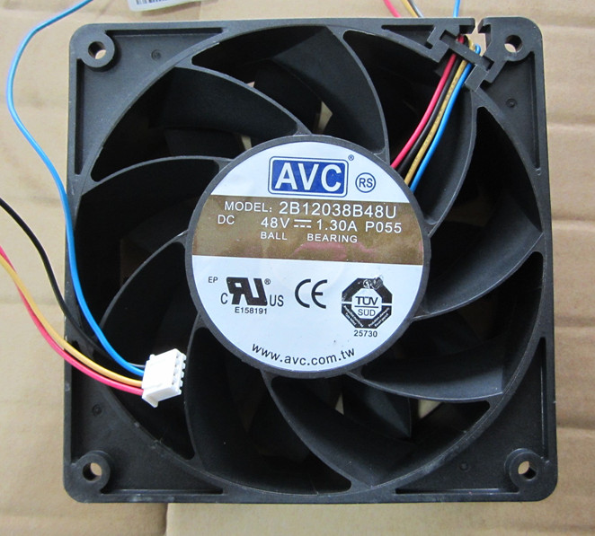 AVC 12038散热风扇直流12cm 2B12038B48U DC48v 1.30a滚珠温控4线