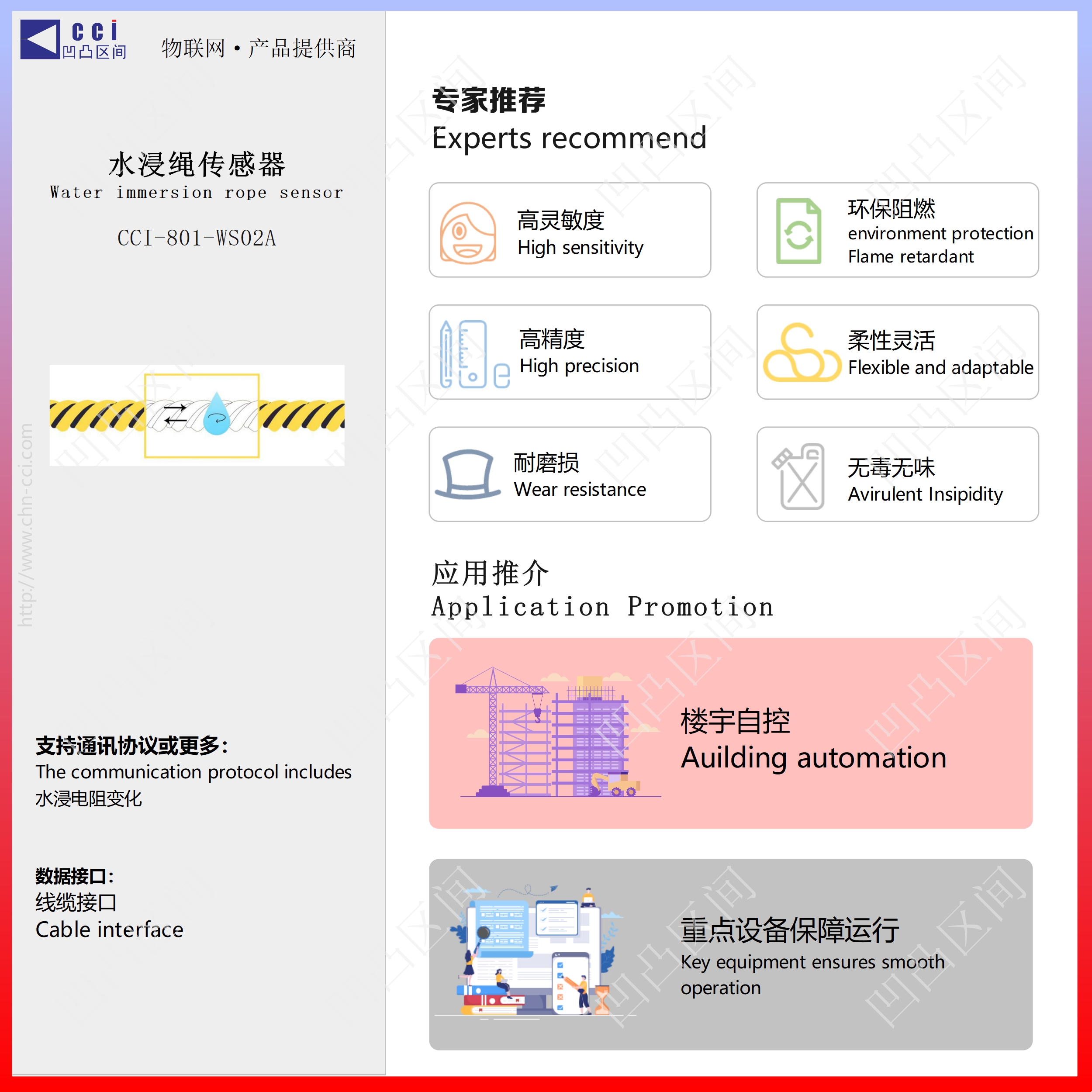 BMS水浸传感器WS02A机房设备间隧道仓库地下室BA
