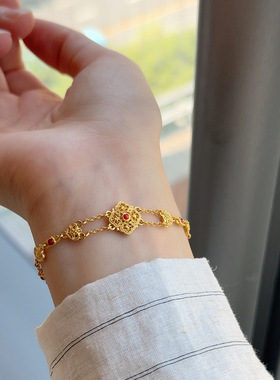 新中式故宫系列太和殿锦绣团花花纹手链女轻奢金色