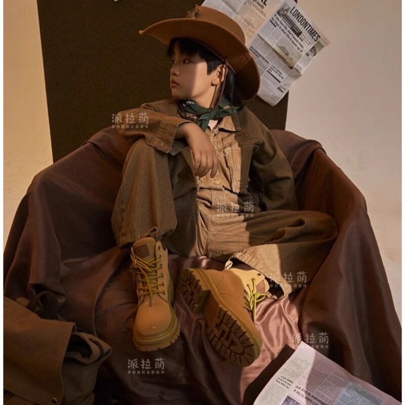 时尚演出儿童摄影服装西部牛仔风