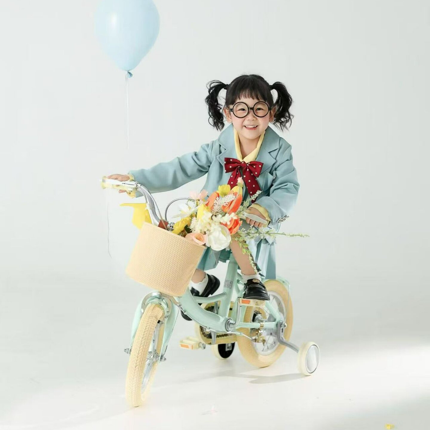 儿童摄影服装新款主题服装蓝色春天摄影服装学院风JK制服影楼服装