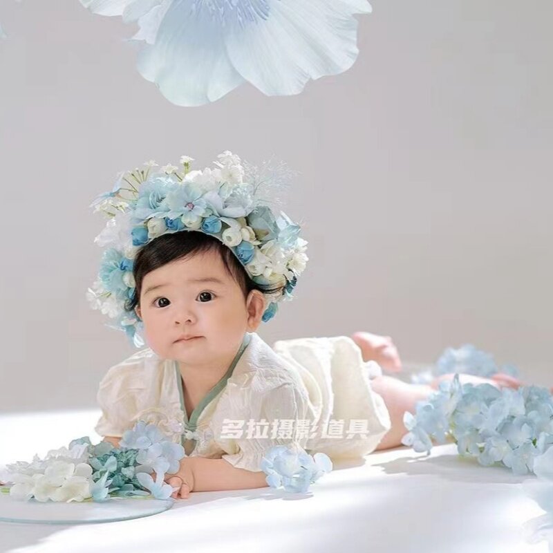 百天簪花宝宝主题婴儿头饰