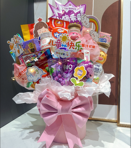 儿童节韩式蝴蝶结花桶包装盒