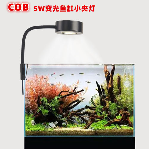 全光谱鱼缸夹灯COB照明灯三色可调小缸灯迷你夹灯水草灯节能照明