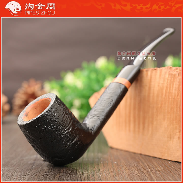意大利石楠木烟斗黑色麻面