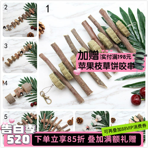龙猫苹果枝兔兔磨牙玩具磨牙零食