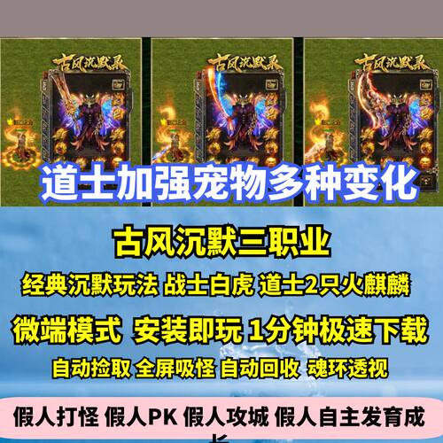 古风沉默三职业道士宠物多种变化