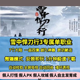 热血传奇单机版GEE雪中悍刀行3专属剧情单职业7大陆一品四境飞剑