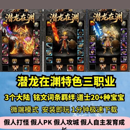 潜龙在渊特色三职业3大陆热血传奇单机版道士20多种宝铭文GM微端
