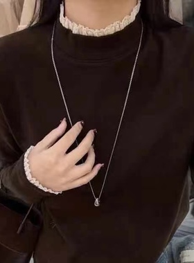 53271欧货蕾丝花边时尚休闲显瘦长袖保暖打底德绒T恤2025冬季新款