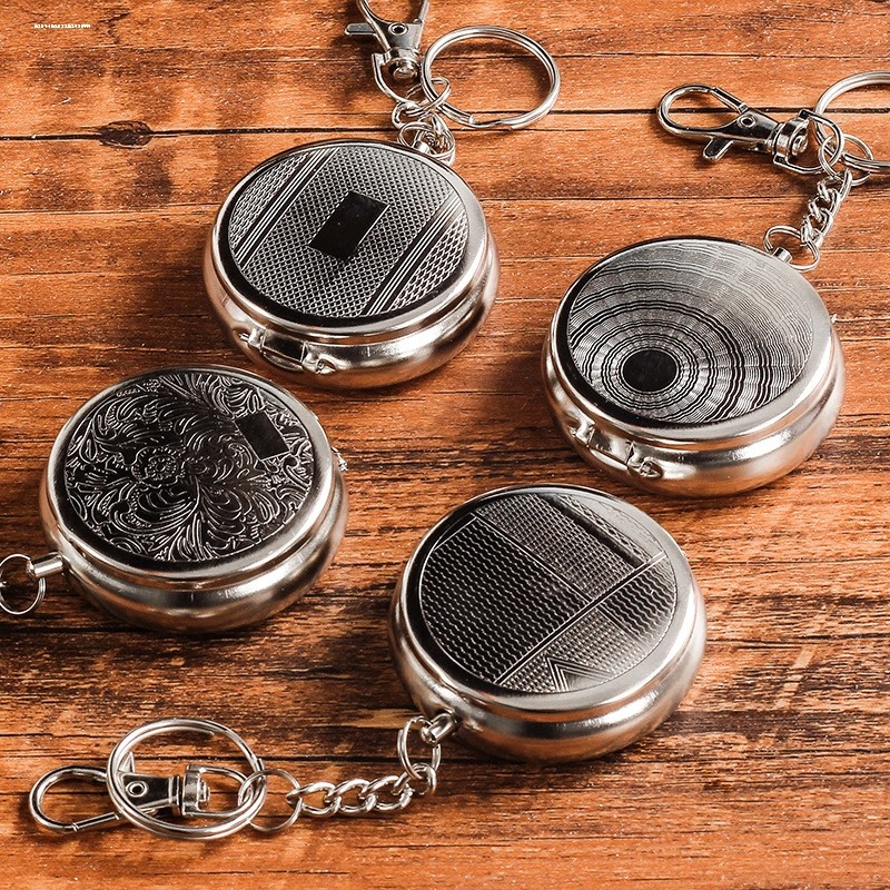 不锈钢烟灰缸个性车载带盖创意金属随身烟灰盒迷你便携防风小烟缸