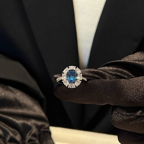 蕾迪高定s925银雏菊款椭圆鸽子蛋戒指重工款经典款