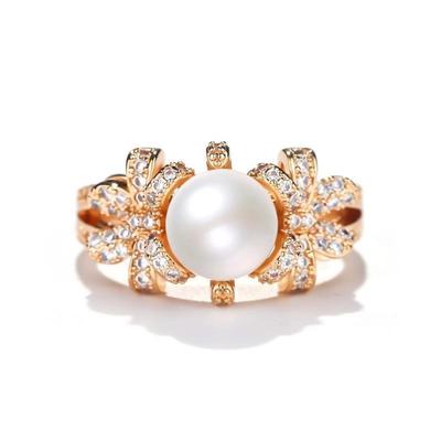 蕾迪jewelry高定质量超棒贝珠掌上明珠3克拉小碎钻意大利工艺戒指