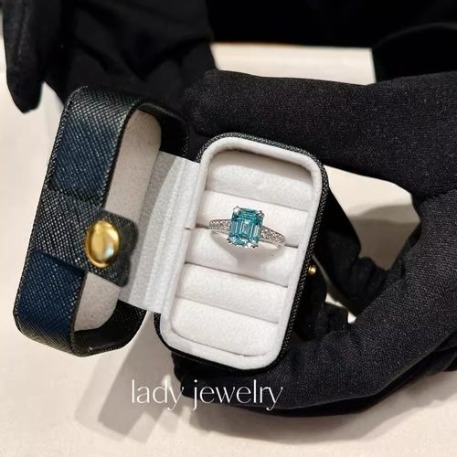 蕾迪高定[天空之镜]的s925银圣玛丽亚蓝海蓝钻戒指