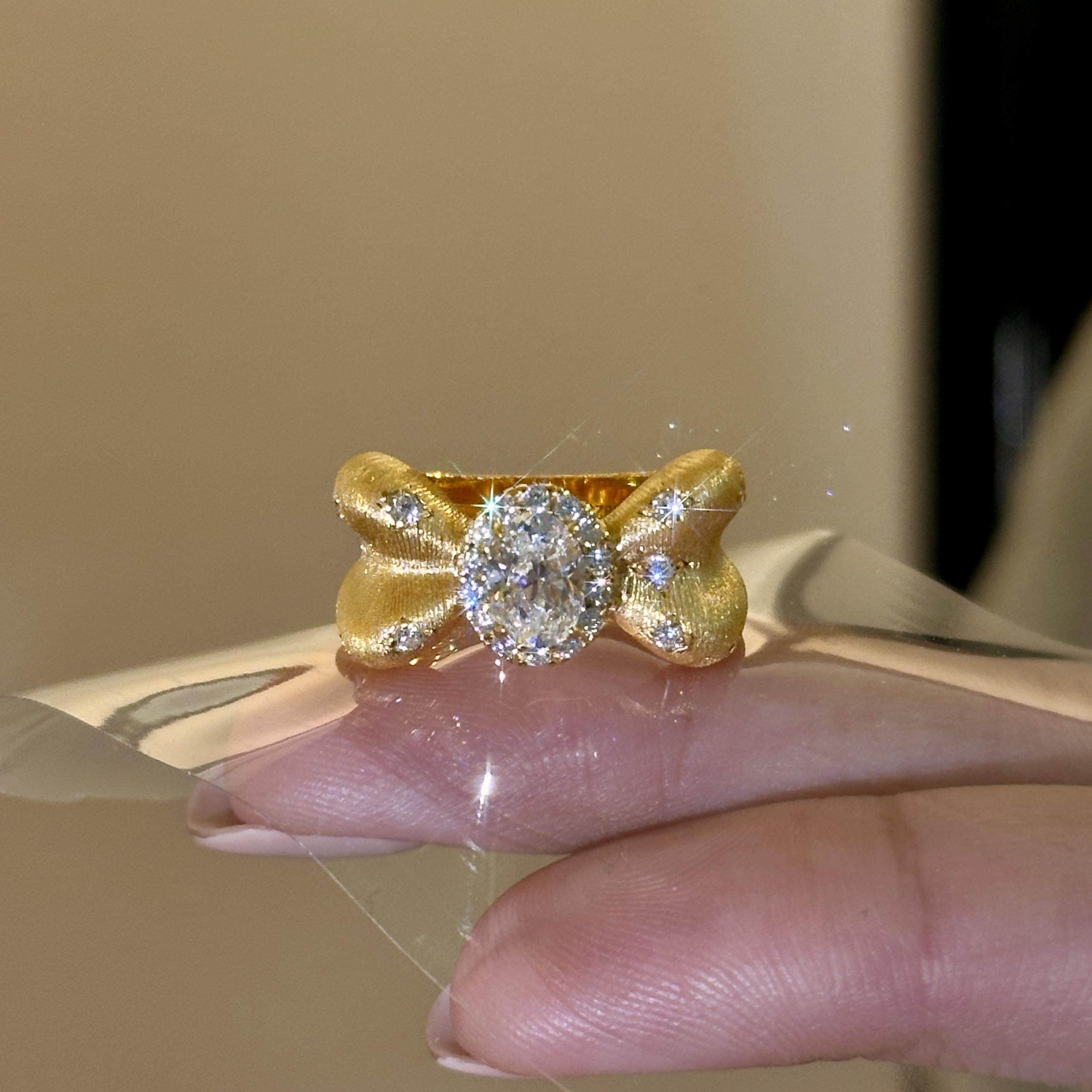 蕾迪[拉丝鎏金蝴蝶结] 鸽子蛋在逃系列s925银镀金戒指宫廷风小众,饰品/流行首饰/时尚饰品新,银饰戒指,淘宝优惠券,粉丝福利购,淘宝优惠卷