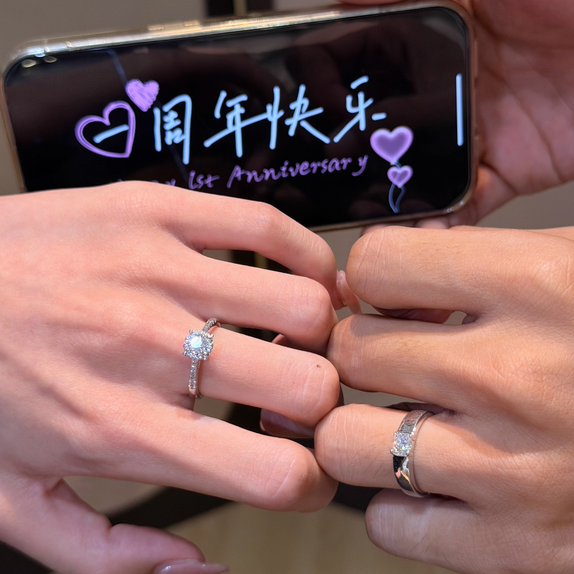 蕾迪高定情侣对戒s925银镀真金