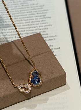 蕾迪「冰海蓝葫芦」 ice blue冰蓝鸽子蛋葫芦｜s925银镀真金项链