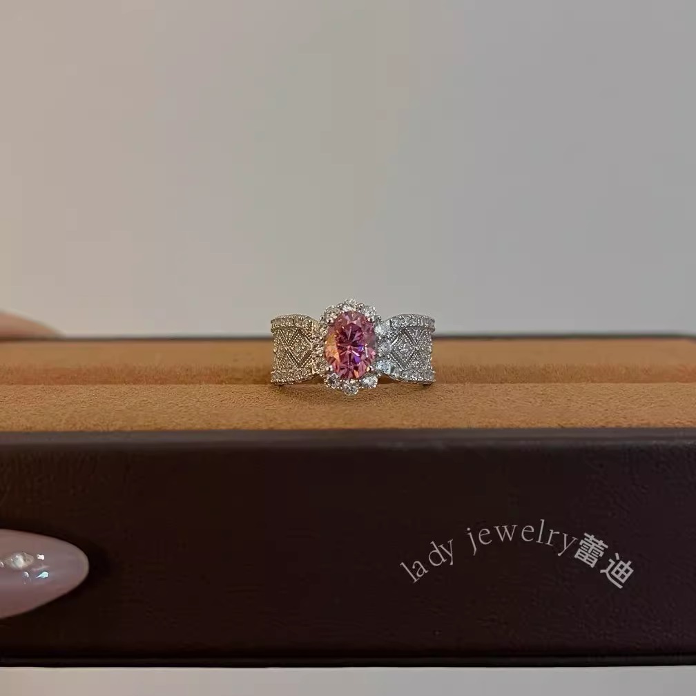 蕾迪jewelry高定［粉帕帕拉恰定制］1.5克拉s925银雅典娜戒指