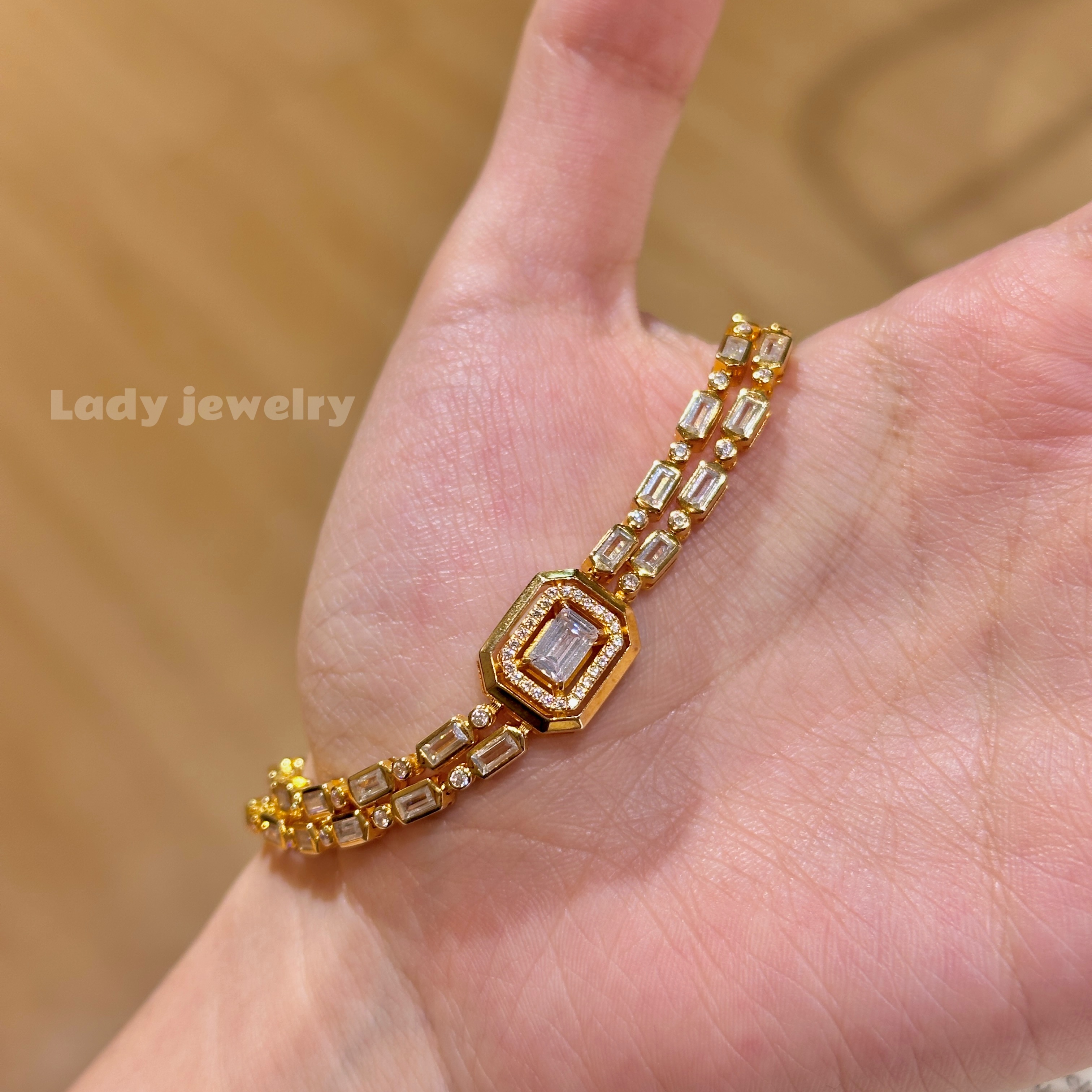 蕾迪「中古风方糖」祖母绿切手链