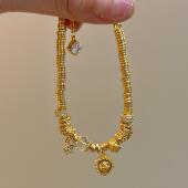 蕾迪S925银镀金星轮盘缠手链女款 轻奢复古宫廷风气质时尚 百搭手链