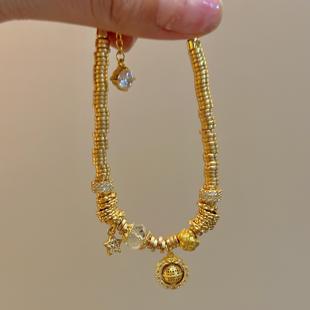 蕾迪S925银镀金星轮盘缠手链女款 百搭手链 轻奢复古宫廷风气质时尚