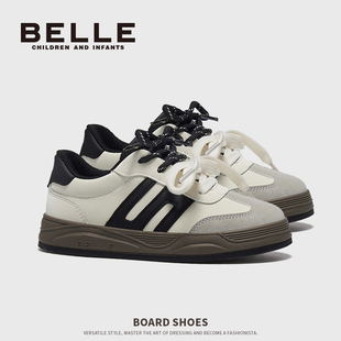 女童运动鞋 儿童休闲复古德训鞋 男童板鞋 女孩暴走鞋 子 新款 百丽童鞋