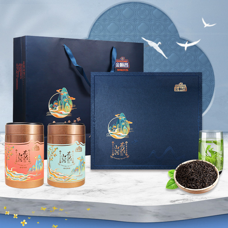 金顺昌桂林桂花红茶绿茶叶罐装配送礼盒送长辈送礼伴手礼图片